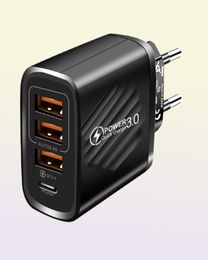 4 Ports PD USBC AC Home Chargers Travel Wall Charger Power Adapters High Speed Plugs for IPhone 13 Samsung Htc Android Phone PC w9030991