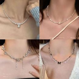 Broken Silver Pearl Necklace with a Small Design High-end and Minimalist Temperament Collarbone Chain for Women Sugar Diamond Light Luxury Exquisite Neckchain