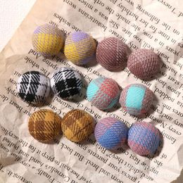 Decorative Figurines 5pcs Black And White Plaid Cloth Swollen Bulge Button Flat Back Cabochon For DIY Jewellery Making Accessories