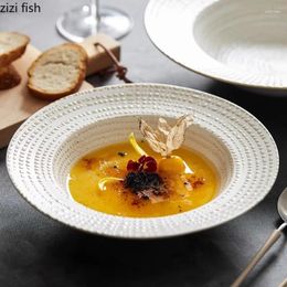 Plates Creative Irregular Texture Ceramic Soup Plate Restaurant Salad Pasta Dessert Molecular Cuisine Specialty Tableware