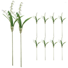 Decorative Flowers 10 Bundles Artificial Green Plants Decor Plastic Window Lily Of The Valley Wedding Centerpieces Bride DIY Arrangements