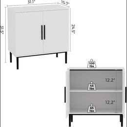 Modern Buffet Cabinet, Free Standing Sideboard and Buffet Storage with Door, Wood Cabinet , Black Marble Pattern