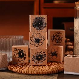 Wood Rubber Stamp Flower Themed Decorative Wooden Rubber Seals For DIY Craft Diary And Craft Scrapbooking