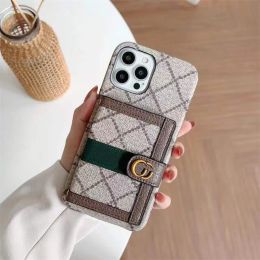 2024 Hot selling items IPhone 13 Promax Case Luxury Leather Phone Case Twill Card Holder Armband For IPhone 14 Pro Max Mimi 11 Xr Xs X 7 8 Puls 6 12 Cases