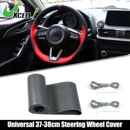 UXCELL DIY Faux Leather For Car Steering Wheel Cover Hand Sewing Hand-stitched With Thread and Needle 37-38cm Dia Breathable