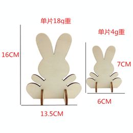 Creative Easter Wood Bunny Rabbit DIY Wooden Ornament Crafts Kids Toy Gift Happy Easter DIY Party Home Desktop Decoration