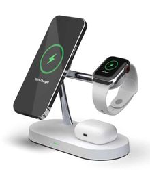 15W Fast Charging Stand 5 In 1 Magnetic Wireless Charger Station For IPhone 12 Pro Max Airpods Apple Watch 6 SE 4 3 2 Magnet Charg6969646