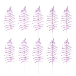 Decorative Flowers 10Pcs Christmas Tree Leaf Spray Simulation Lifelike Colourful Fern Stems Po Prop Xmas Hanging Decor For Home Shop