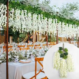 Decorative Flowers 12pcs Artificial Wisteria Flower String Hanging Garland Vine Fake Outdoor Wedding Arch Decoration Home Decor