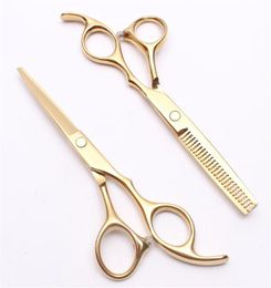 55quot 16cm Japan 440C Golden Scissors Laser Wire Customised Logo Professional Human Hair Scissors Barberquots Shears Salon S6135021