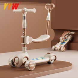 For 2-12 Years Children Cycling Kick Scooter With Seat And Pusher Flash Wheels Board Kid Music Pedal Scooters Adjustable Height