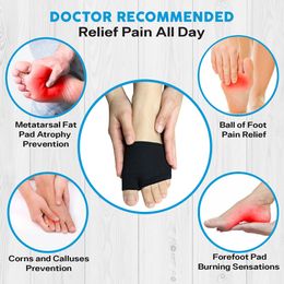 Pexmen 2/4Pcs Metatarsal Pads Ball of Foot Cushions Gel Sleeves Fabric Pads Soft Socks for Supports Forefoot Pain Relief