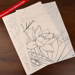 Chinese Line Draft Ripe Xuan Paper Meticulous Painting Manuscript Beginner Copy Practice Flower Bird Line Drawing Manuscript