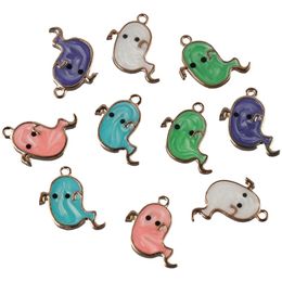 34pcs Alloy Halloween Pendants Necklace Pumpkin Ghost Jewellery Making Bat Wizard Hat Enamel Charms Women