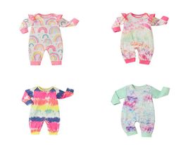 kids clothes girls boys rainbow Tie dye Rompers infant Flying sleeve Jumpsuits Spring Autumn Boutique baby Climbing clothes Z12942134400