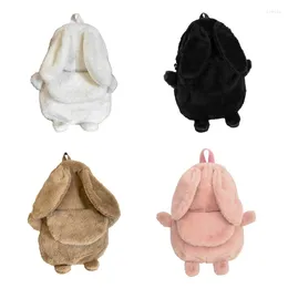 School Bags Lovely Ear Plush Backpack Student Girls Casual Solid Color Bookbag Women Large Capacity Travel Rucksack Daypack