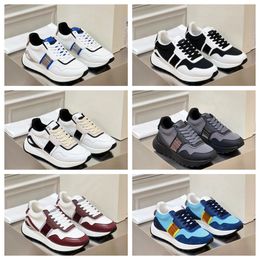 2024 new top Multi material patchwork of cowhide with contrasting Colours men's thick soled lace up black sports comfortable fashionable and versatile casual shoes