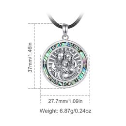 Eudora 925 Sterling Silver Holy Family Necklace Natural Abalone Shell Religious Pendant Exquisite Women Jewelry Party Gift