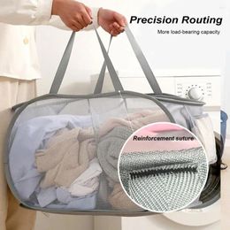 Laundry Bags Storage Mesh Basket Breathable 2 Compartments Room Hamper Modern Bathroom Supplies