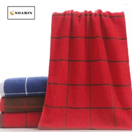 Towel SOARIN Cotton Plaid Face Toalhas De Rosto Quick Dry Strandlaken Handdoek Bathroom Toallas Mano Absorvente