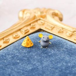 Stud Earrings Asymmetric Cute Little Mouse Cheese For Women Fashion Sweet Earring Personality Drip Oil Student Party Daily Jewellery