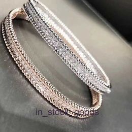 High end designer bangles for womens vancleff Classic Versatile V Gold Thick Plated 18K Narrow Edition Single Diamond Bracelet Full Diamond Bracelet Female 1to1