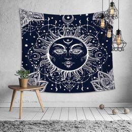 Tapestries Myl Cilected Sun And Moon Pattern Hippie Tapestry Black White Celestial Wall Hanging Throw