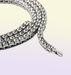 Iced Out Tennis Chains 1 Row Mens Necklaces Gold Silver Plated Luxury Fashion Artificial Diamond Rhinestone Bling Hip Hop Jewelry 4030256