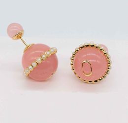 Luxury quality charm stud earring with pink Colour desinger have stamp box in 18k gold plated bracelet PS7704B