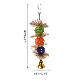 Bird Chew Toy Rattan Balls with Wood Beads Parrot Entertainment for Parakeet Cockatiel Lovebird Mini Macaw