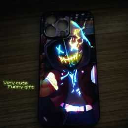 Cool Anime LED Call Flash Phone Case For iPhone 14 Plus 12 13 Mini 11 Pro XS Max X XR 7 8 Plus Smart Luminous Back Cover Funny