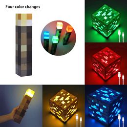 New USB Rechargeable 11.5 Inch Brownstone Torch Night Light For Living Room Home Party Decor Birthday Gift Outdoor Camping Lights