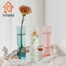 Vases 1PC Nordic Glass Vase Small Flower Arrangement Home Decoration Accessories Modern Living Room Desktop Ornament