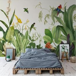 beibehang custom Modern Tropical plant parrot bird Landscape Large Murals Living Room Sofa Bedroom 3D Wall Painting Home Decor