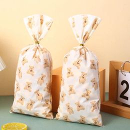 Gift Wrap 25pcs Animal Party Bear Candy Cookie Bags Plastic Teddy DIY Pouch With Twist Ties Decor Packaging Bag