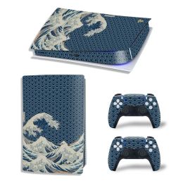Stickers GAMEGENIXX PS5 Digital Edition Skin Sticker Waves Protective Vinyl Wrap Cover for PS5 Console and 2 Controllers