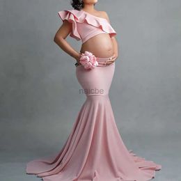 Maternity Dresses Elegant Temperament Photography Style Fashionable Sexy Slim Off Shoulder Lace Sleeveless Pregnant Womens Dress 240412