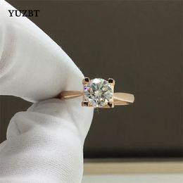 YUZBT Women Trendy 18K Rose Gold Plated 2 ct Excellent Cut Diamond Tester Past D Colour Moissanit Cow Head Ring Wedding Jewelry240412