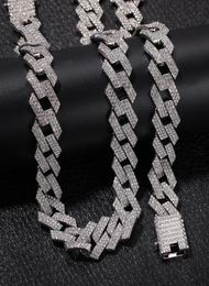 Iced Out Miami Cuban Link Chain Mens Rose Gold Chains Thick Necklace Bracelet Fashion Hip Hop Jewelry2292161