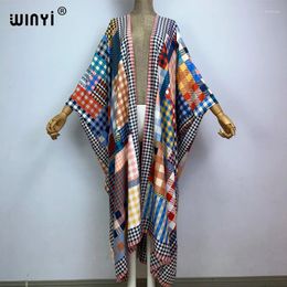 Women Casual African Kaftan Robe Graffiti Print Long Sleeve Beach Cover Up Maxi Dress Summer Kimono Wear