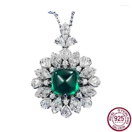 Pendants S925 Silver Necklace Emerald 10 Sugar Tower Light Luxury Simple Fashion Versatile Jewellery For Women