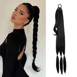 Ponytail Extensions Synthetic Boxing Braids Ponytail Hair Rope For Women High Temperature Fibre Black Brown Ponytail VIVIEIEI