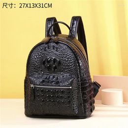 Backpack Genuine Leather Women's Classic Crocodile Bone High-end Computer Fashion Student