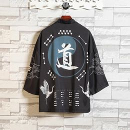 Men's Sweaters Japanese Kimono Traditional Clothing Tsuru Anime Street Shirt Female Samurai Hao Li Men Yukata Cardigan