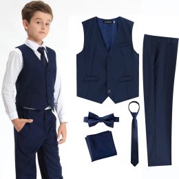 Pants Boys Suit Wedding Kids Flower Formal Easter Child Party Ceremony Birthday Costume Photography with Vest Pants Clothes 5pcs