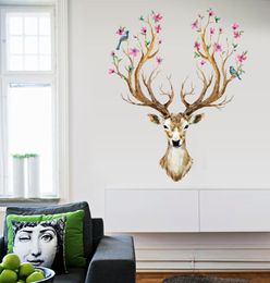 New Christmas Reindeer Wall Stickers For Living Room Bedroom Sika Deer 3D Art Decals Home Decoration Creative DIY Wallpaper1205501