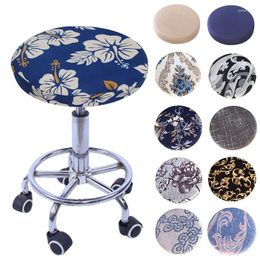 Chair Covers Floral Printed Round Cover Bar Stool Elastic Stretchy Seat Protector Home Slipcover Decor