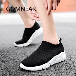 Casual Shoes GOMNEAR Women Black Mesh Ladies Slip On Walking Sock Sneakers Sport Running Tenis Feminino