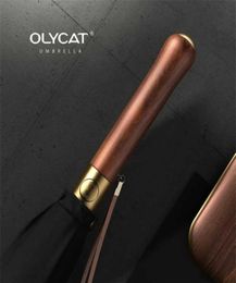 OLYCAT Luxury Mental Wooden Handle Umbrella 112cm Large Long Men Black Umbrellas 16 Ribs Windproof Rain Umbrella Paraguas Gifts 211428694