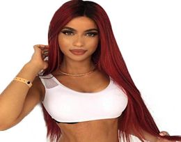 Red Color Human Real Hair Full lace Wig Ombre Color Brazilian Straight Remy Hair Full Lace Wig Natural Hairline Baby Hairs44056754340834